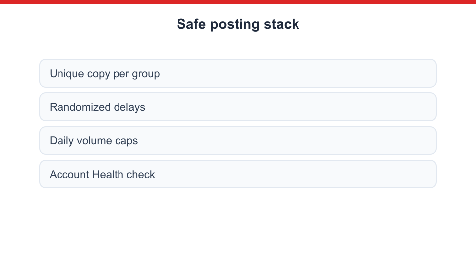 Safe Facebook group posting checklist