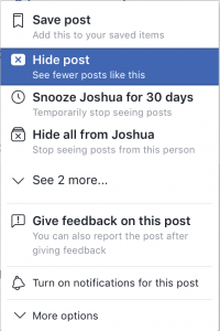 Facebook - See fewer posts like this