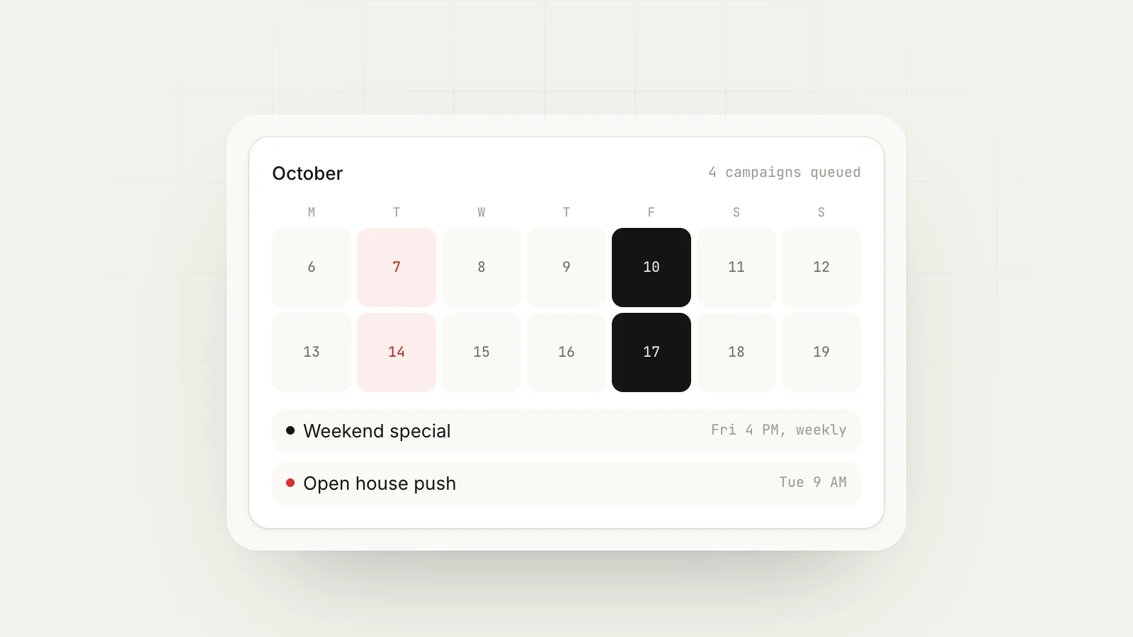 Facebook Group Posting for Local Businesses: MaherPost calendar with one-off and weekly recurring Facebook group campaigns